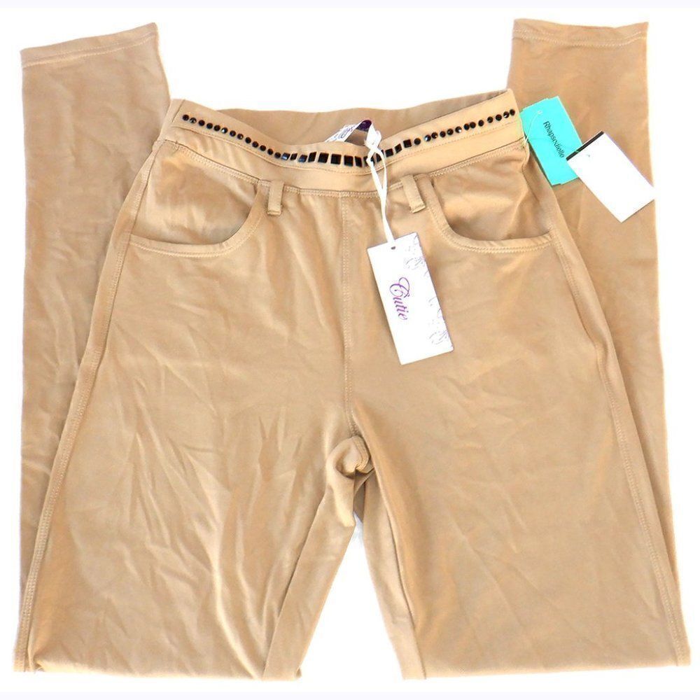 Rhapsodielle Blk gems tan skinny pants NWT